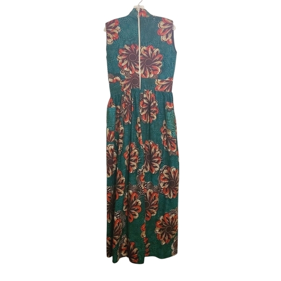 Women's Green Ankara Floral Print Sleeveless Midi Length Dress (Size Medium) - Picture 11 of 11